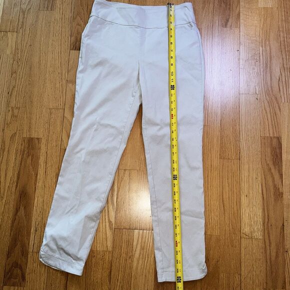 J. McLaughlin Women's Pull On Ankle Pants Split Sides Beige Sz 4 Preppy Classic - Picture 7 of 16